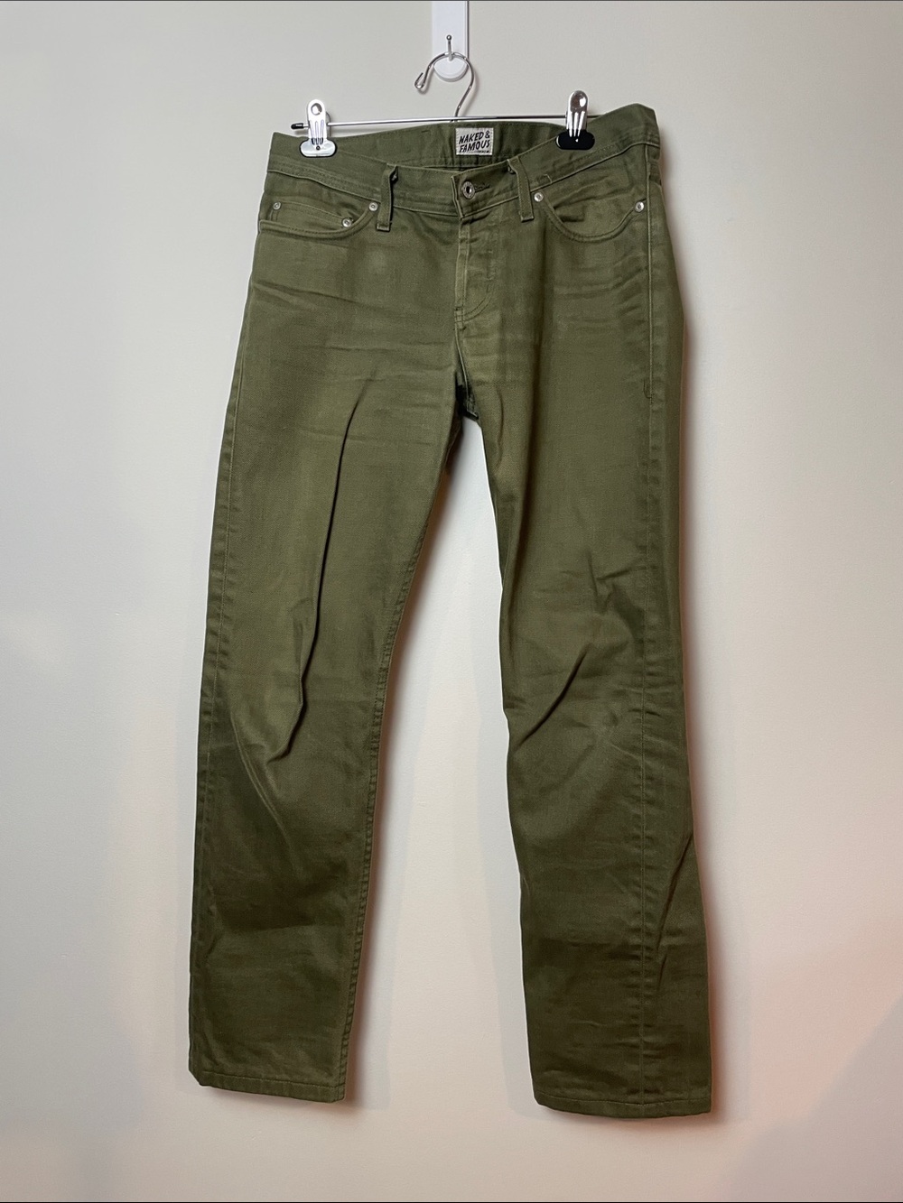 Naked & Famous Denim Military Olive Straight Jeans